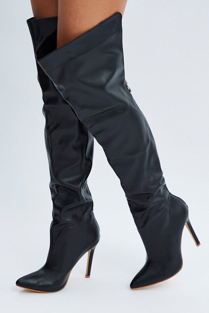 Black Over-the-Knee Heeled Boots from Ally Fashion