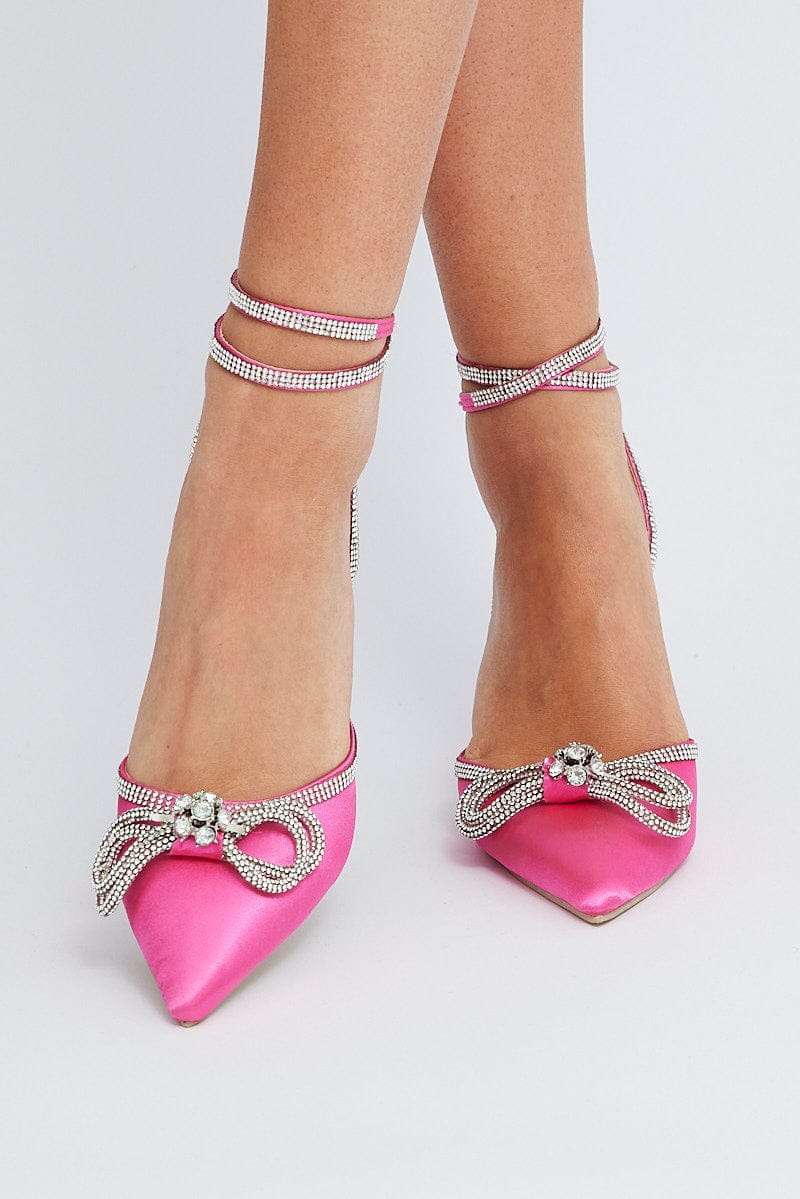 Pink Glimmer Strappy Heeled Sandals for Ally Fashion
