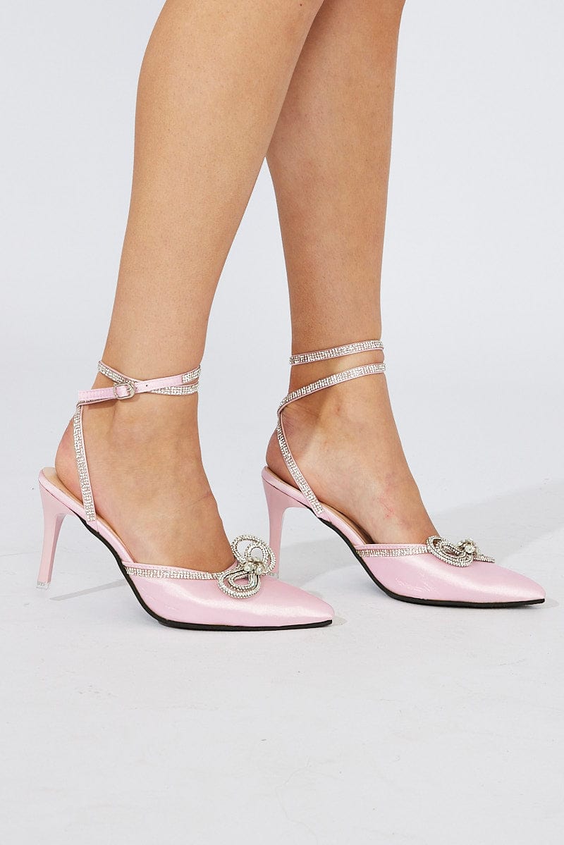 Pink Glimmer Strappy Heeled Sandals for Ally Fashion