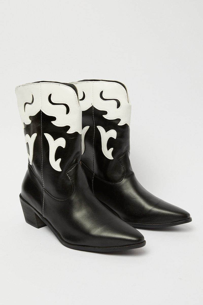 Black Western Cowboy Boots for Ally Fashion