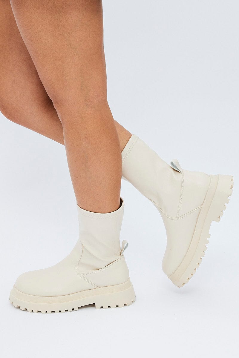 White Chunky Sock Boots for Ally Fashion