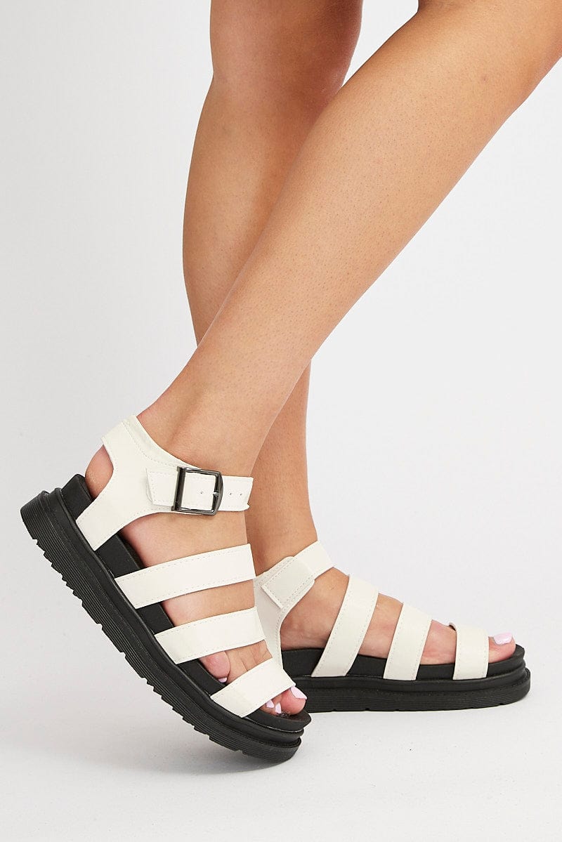 White Strap Flat Sandals for Ally Fashion