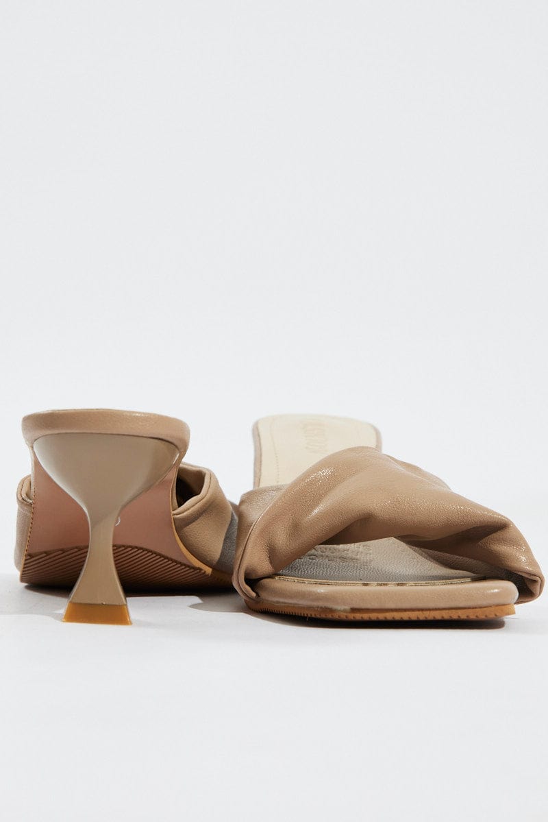 Beige Twist Stiletto Heeled Mule Sandals for Ally Fashion