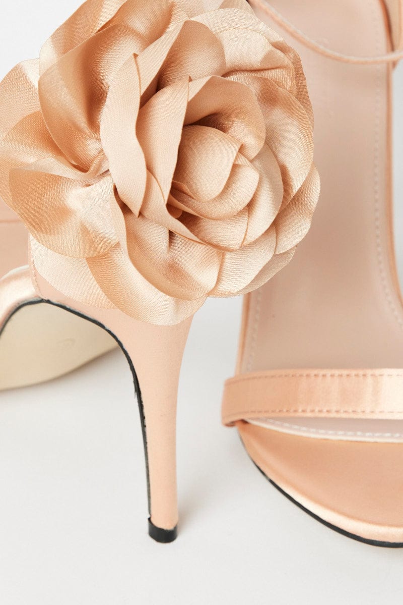 Beige Corsage Heeled Mule Sandals for Ally Fashion