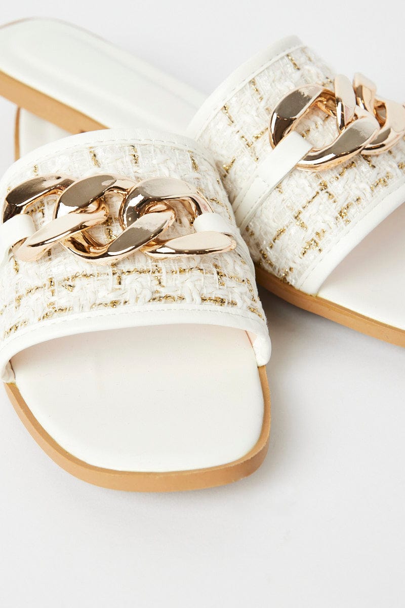 White Chain Decor Flat Sandals for Ally Fashion