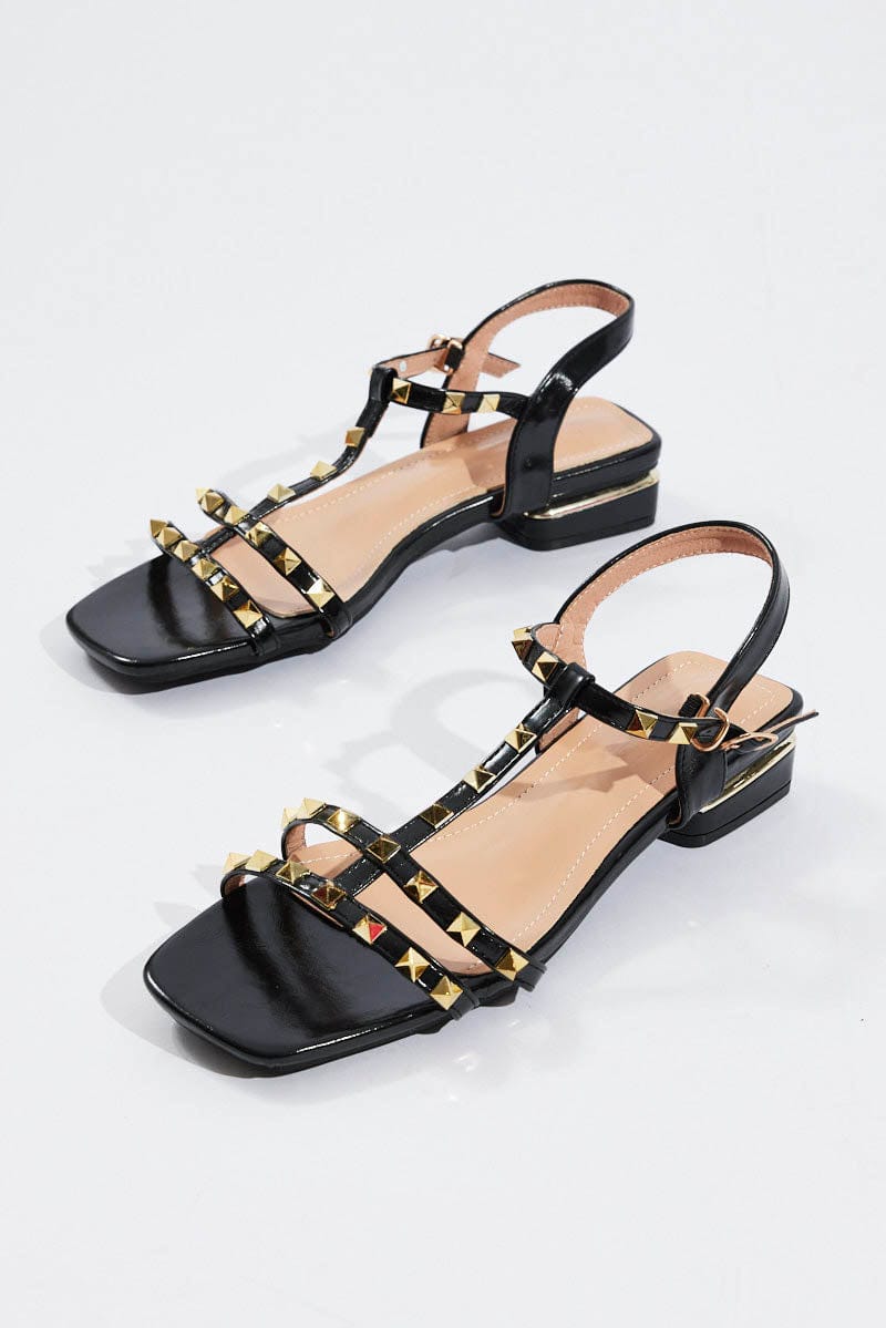 Black Studded Sandals for Ally Fashion