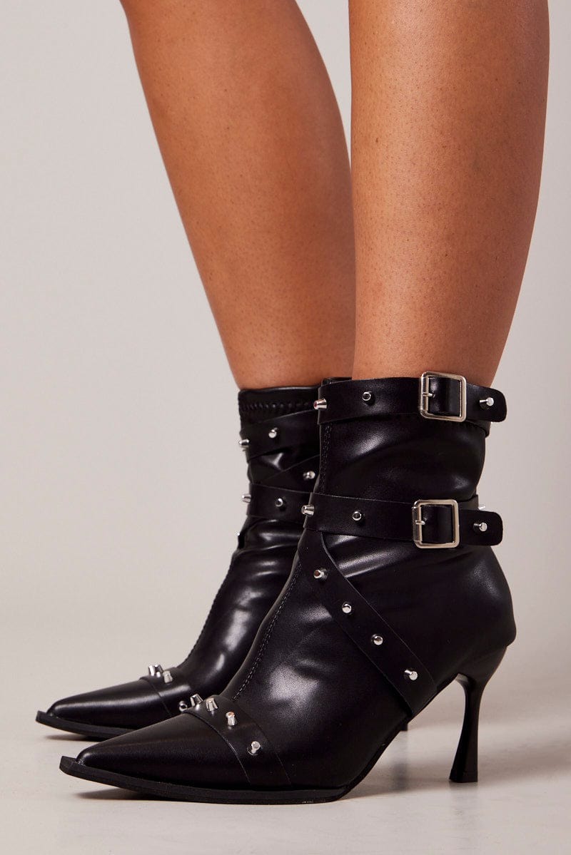 Black Heeled Ankle Boots for Ally Fashion