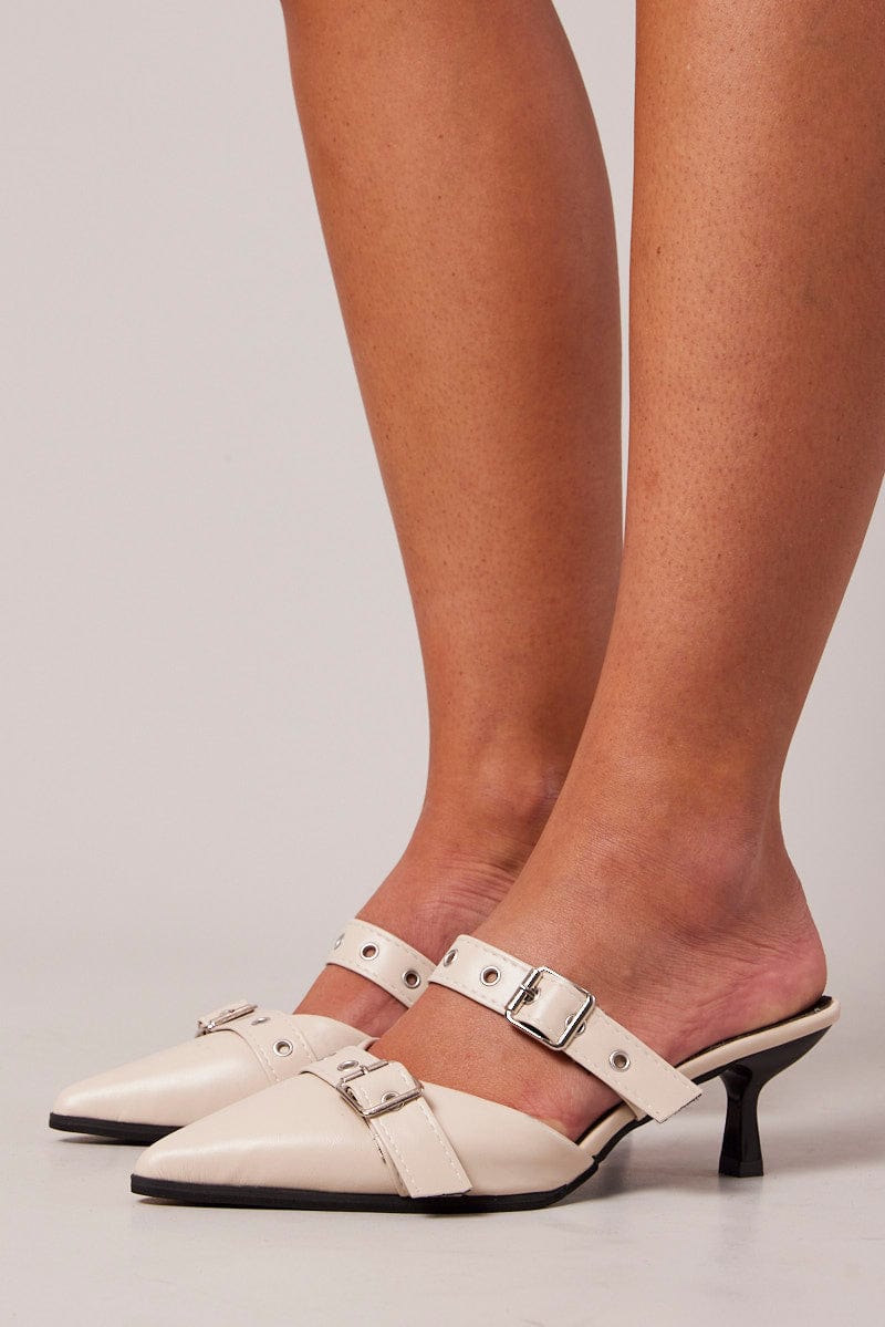 White Buckle Heeled Shoes for Ally Fashion
