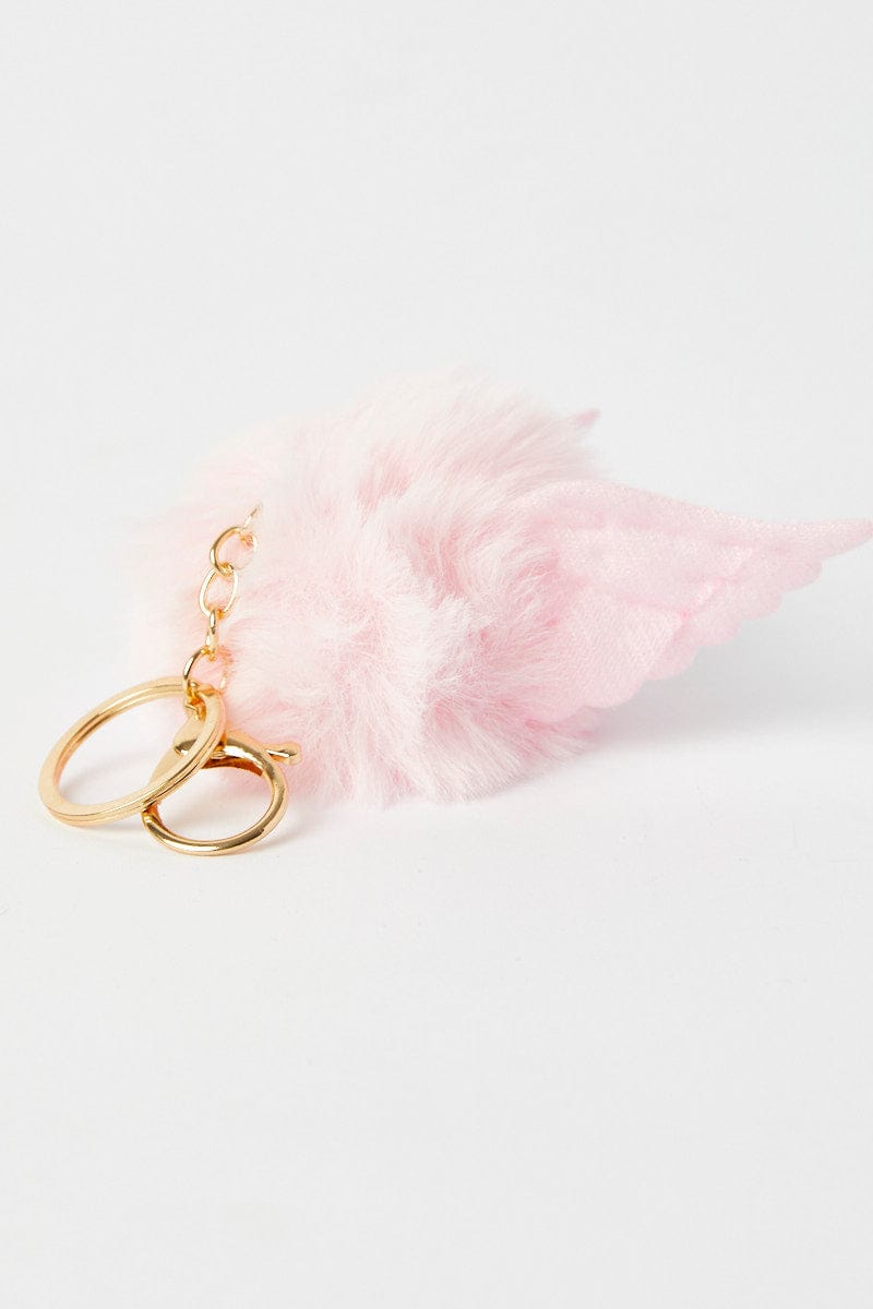 Pink Pom Pom With Wings Keyring for Ally Fashion