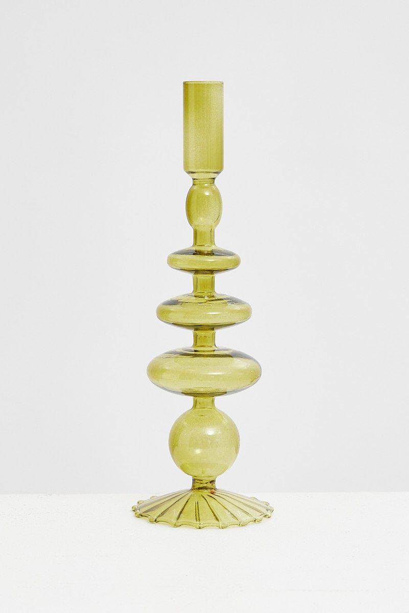 Green Taper Glass Candle Holder And Vase for Ally Fashion