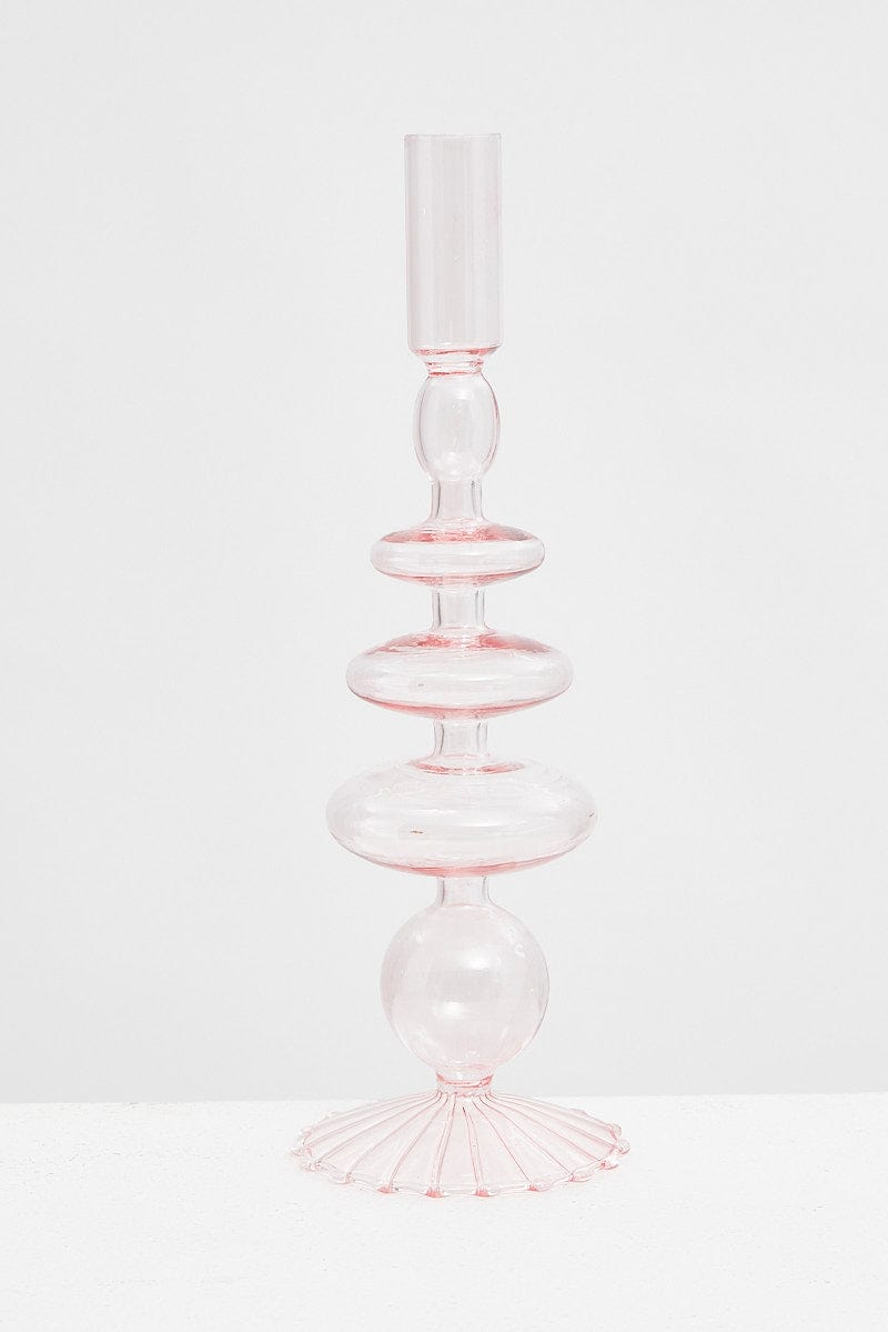 Pink Taper Glass Candle Holder And Vase for Ally Fashion
