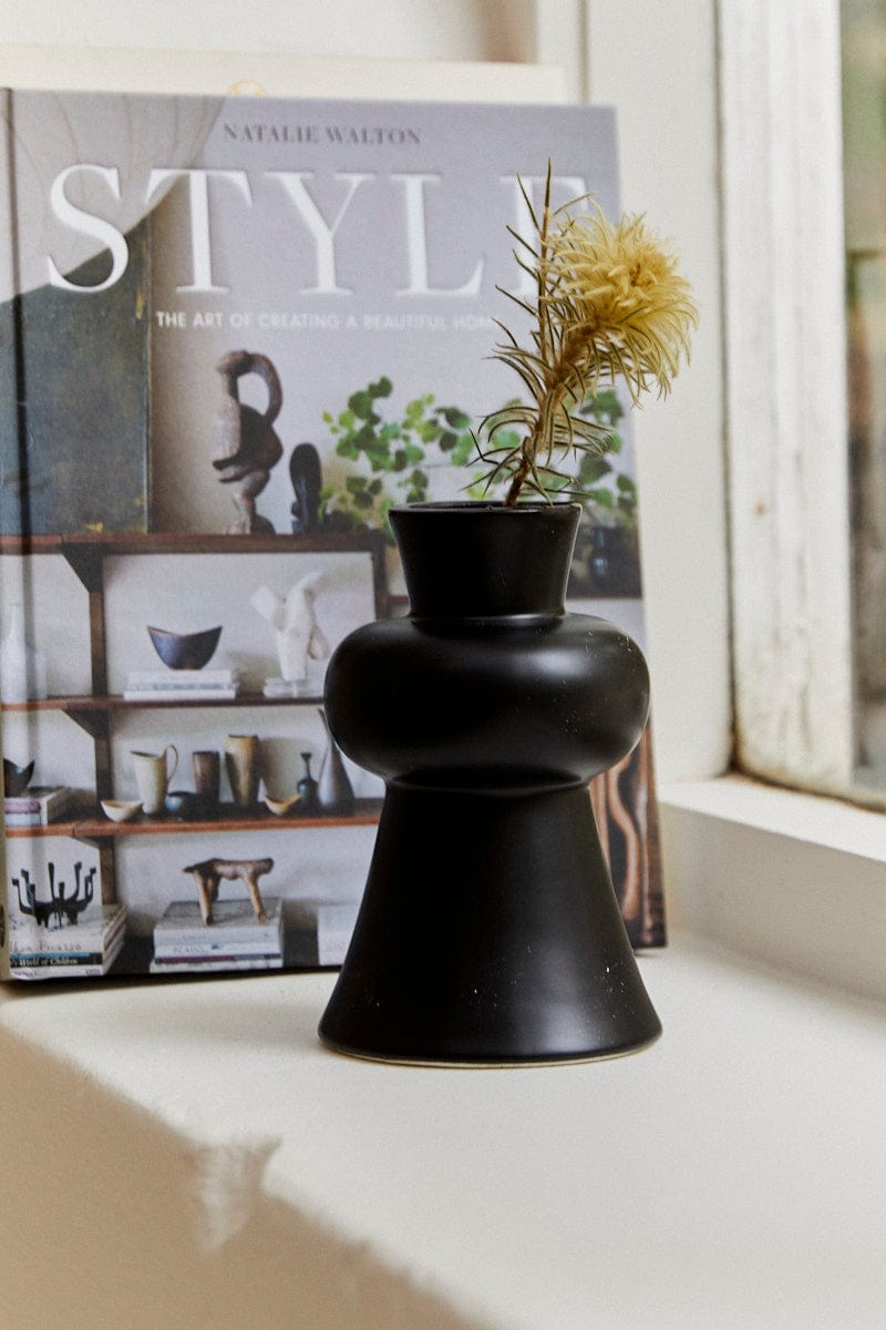 Black Ceramic Taper Vase for Ally Fashion