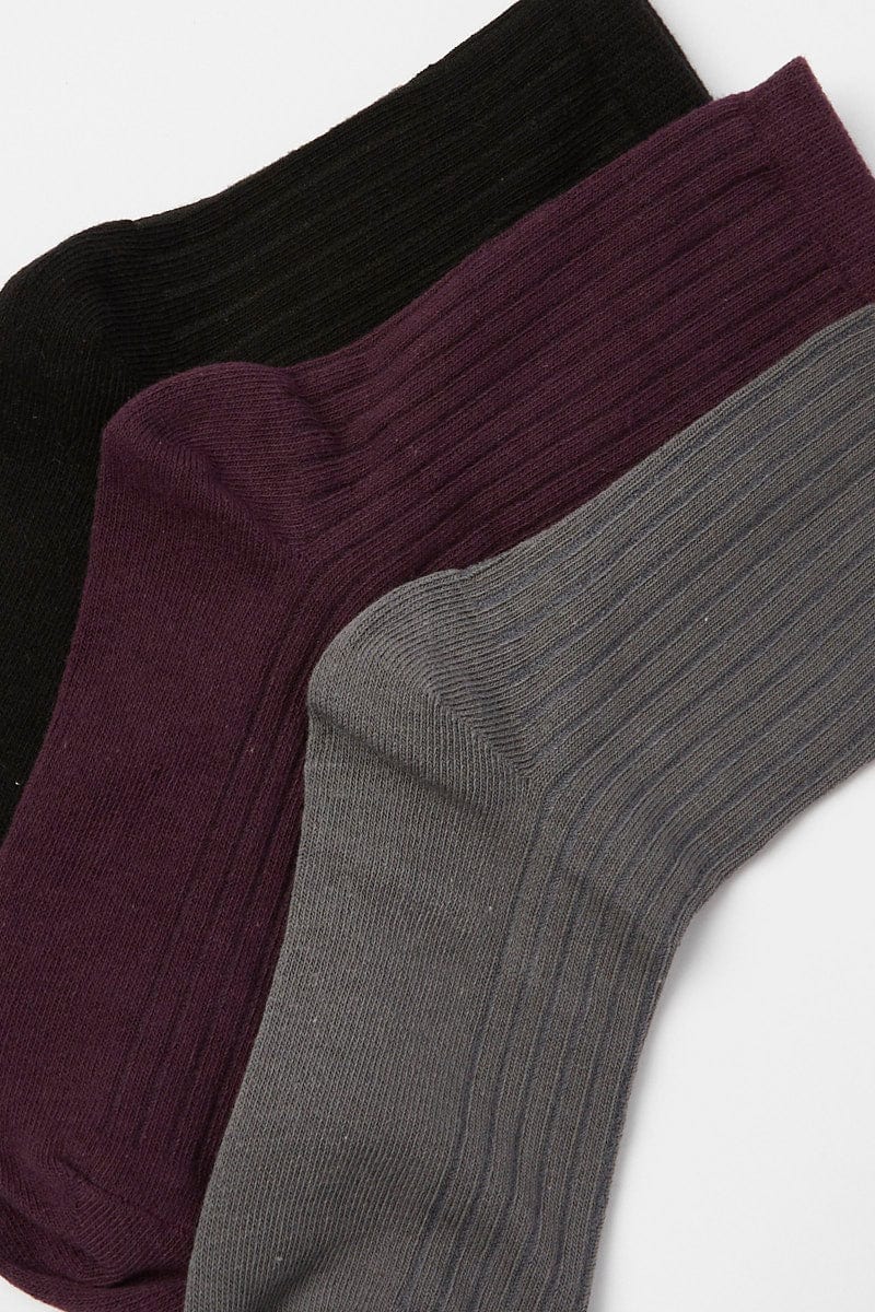 Multi 3 Pack Crew Socks Ally Fashion