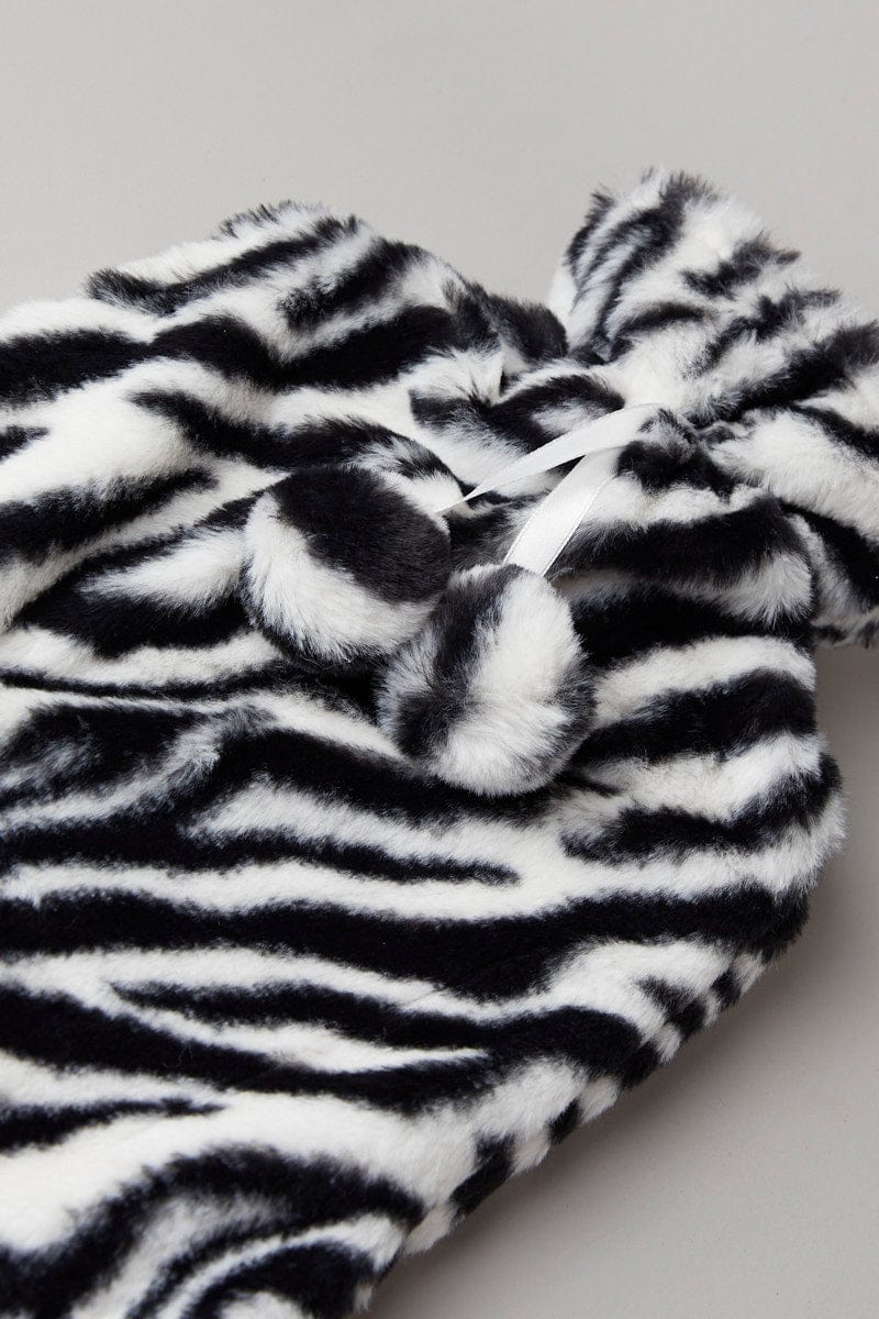 Black Animal Print Zebra Print Hot Water Bottle for Ally Fashion