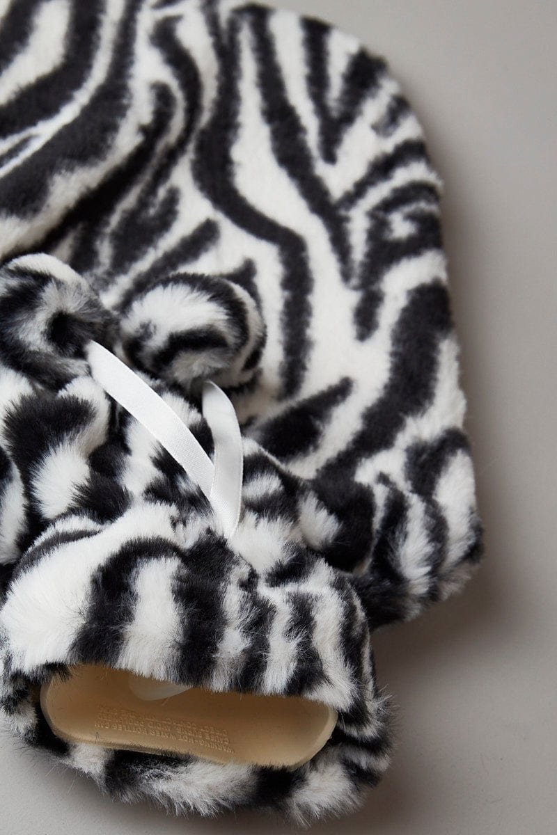 Black Animal Print Zebra Print Hot Water Bottle for Ally Fashion