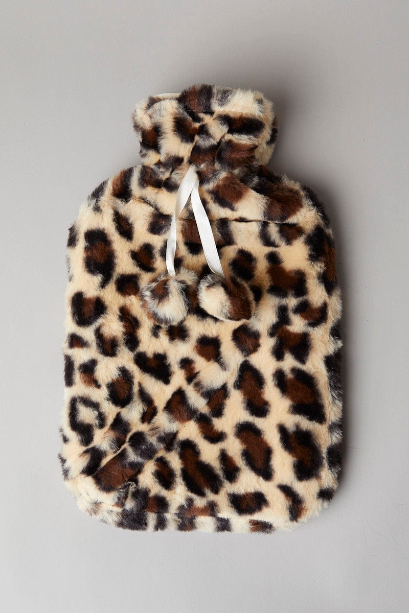 Beige Animal Print Fluffy Hot Water Bottle for Ally Fashion
