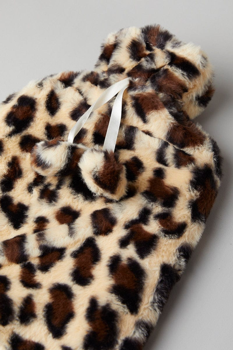 Beige Animal Print Fluffy Hot Water Bottle for Ally Fashion