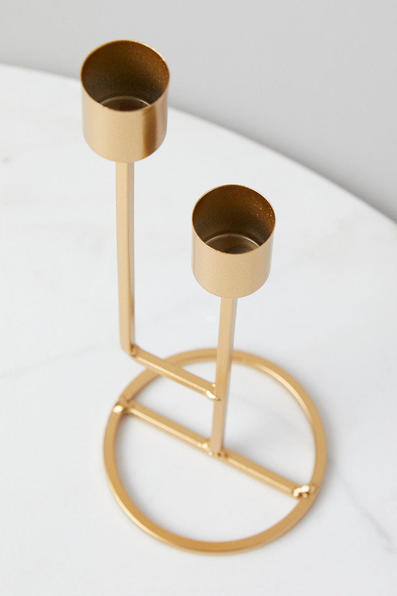 Gold Metal Candle Holder for Ally Fashion