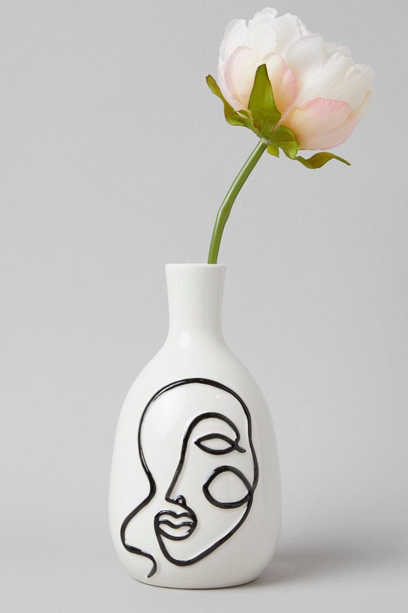 White Abstract Face Vase for Ally Fashion