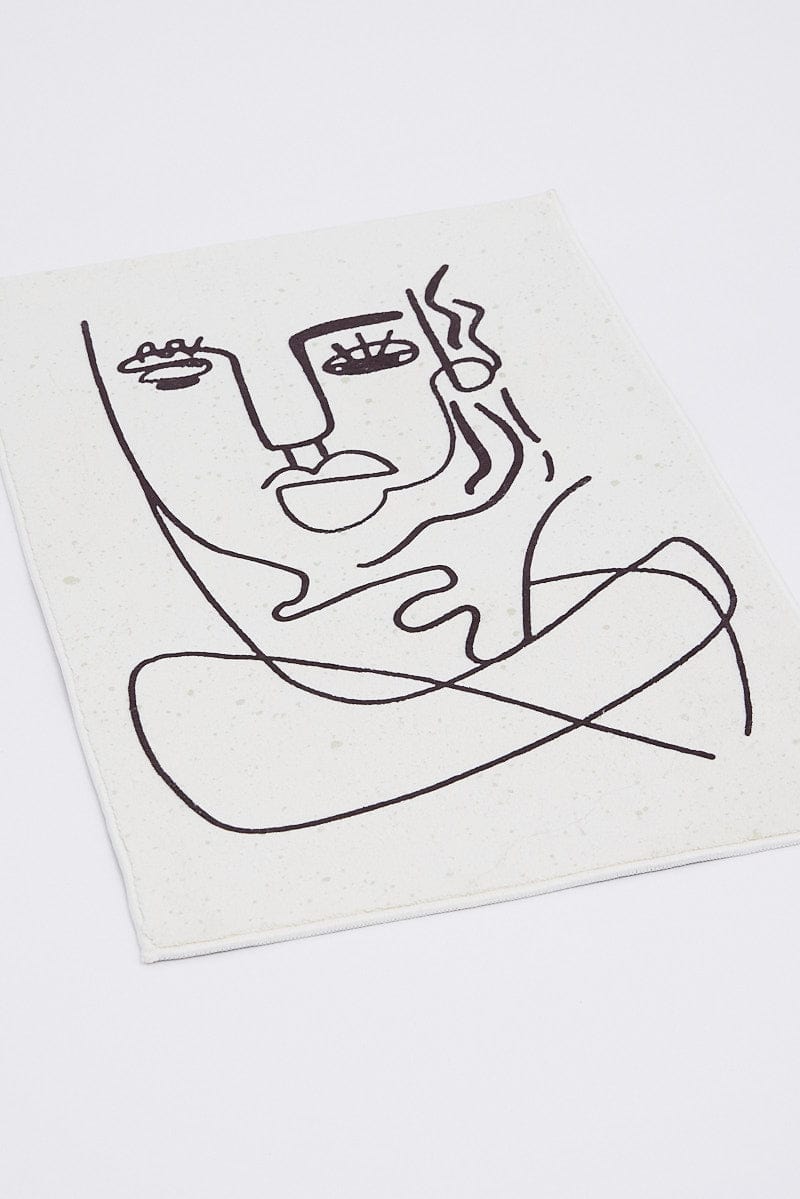 White Abstract Face Rug | Ally Fashion