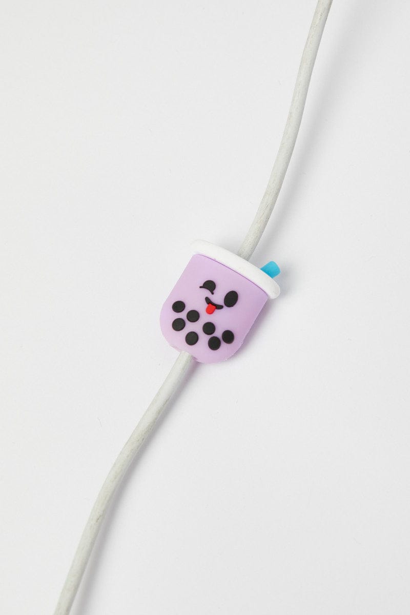 Purple Bubble Tea Design Data Cable Protector for Ally Fashion