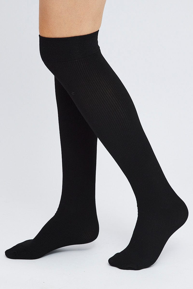 Black Knit Over Knee Socks for Ally Fashion