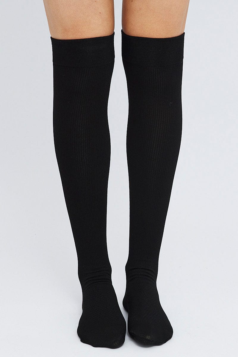 Black Knit Over Knee Socks for Ally Fashion