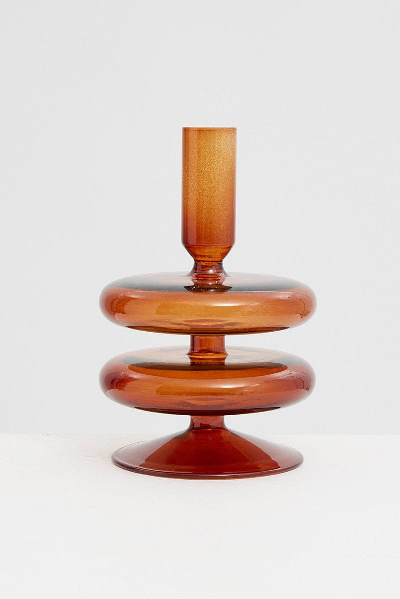 Brown Glass Candle Holder and Vase for Ally Fashion