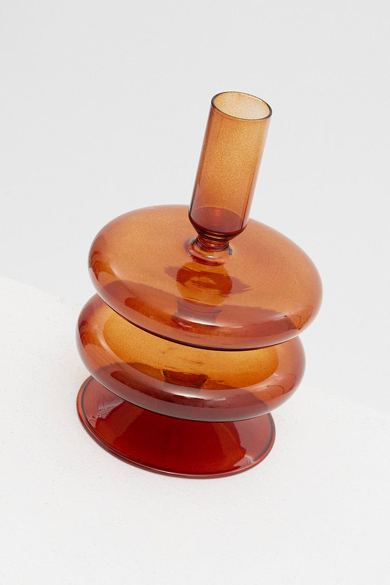 Brown Glass Candle Holder and Vase for Ally Fashion