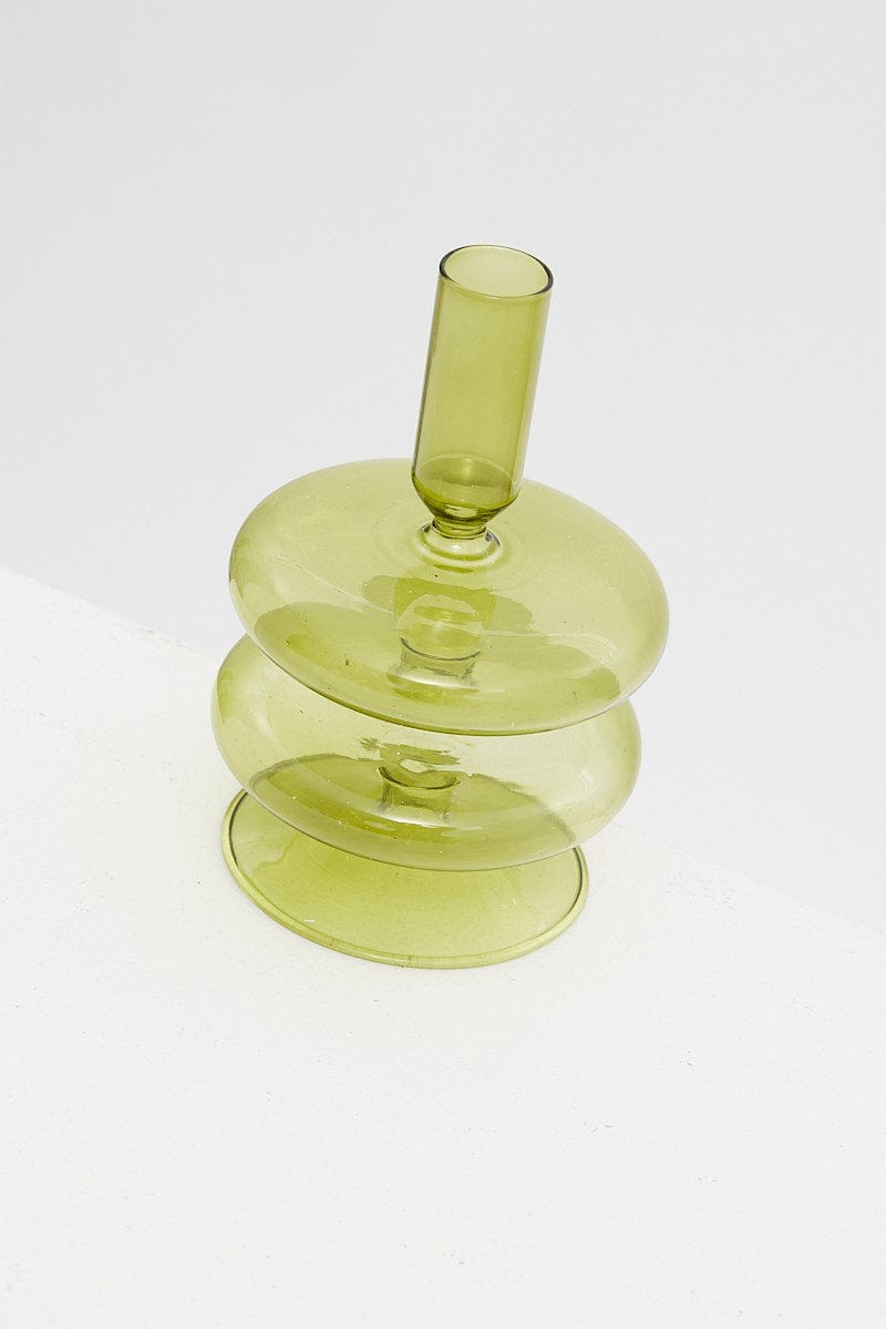 Green Glass Candle Holder and Vase for Ally Fashion