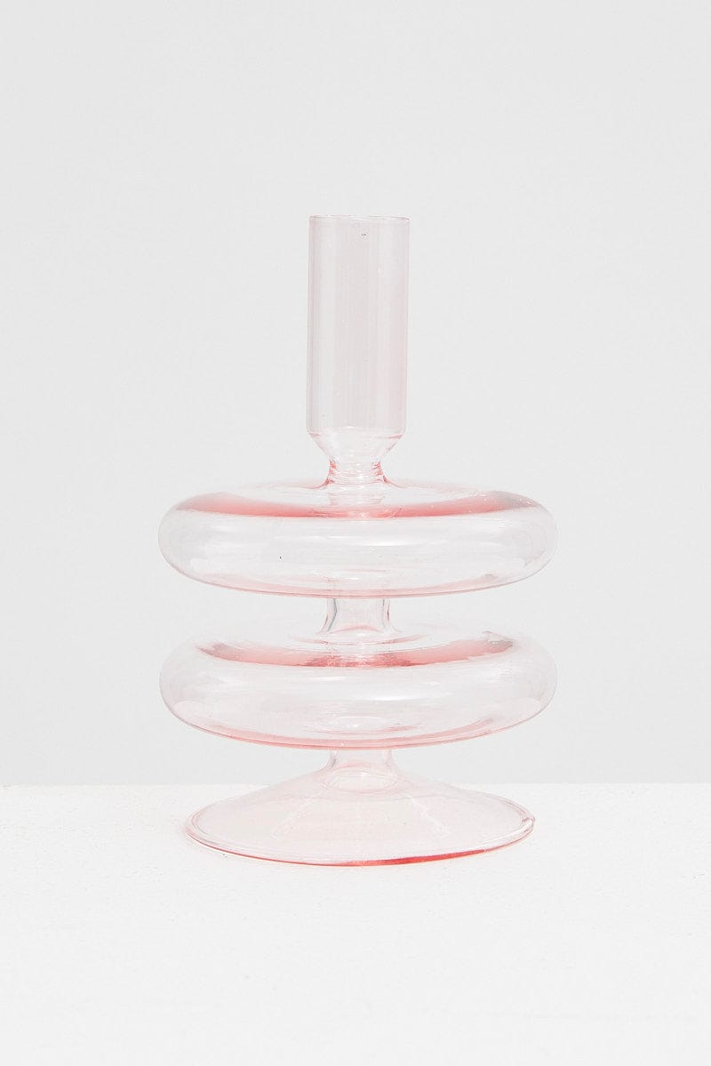 Pink Glass Candle Holder and Vase for Ally Fashion