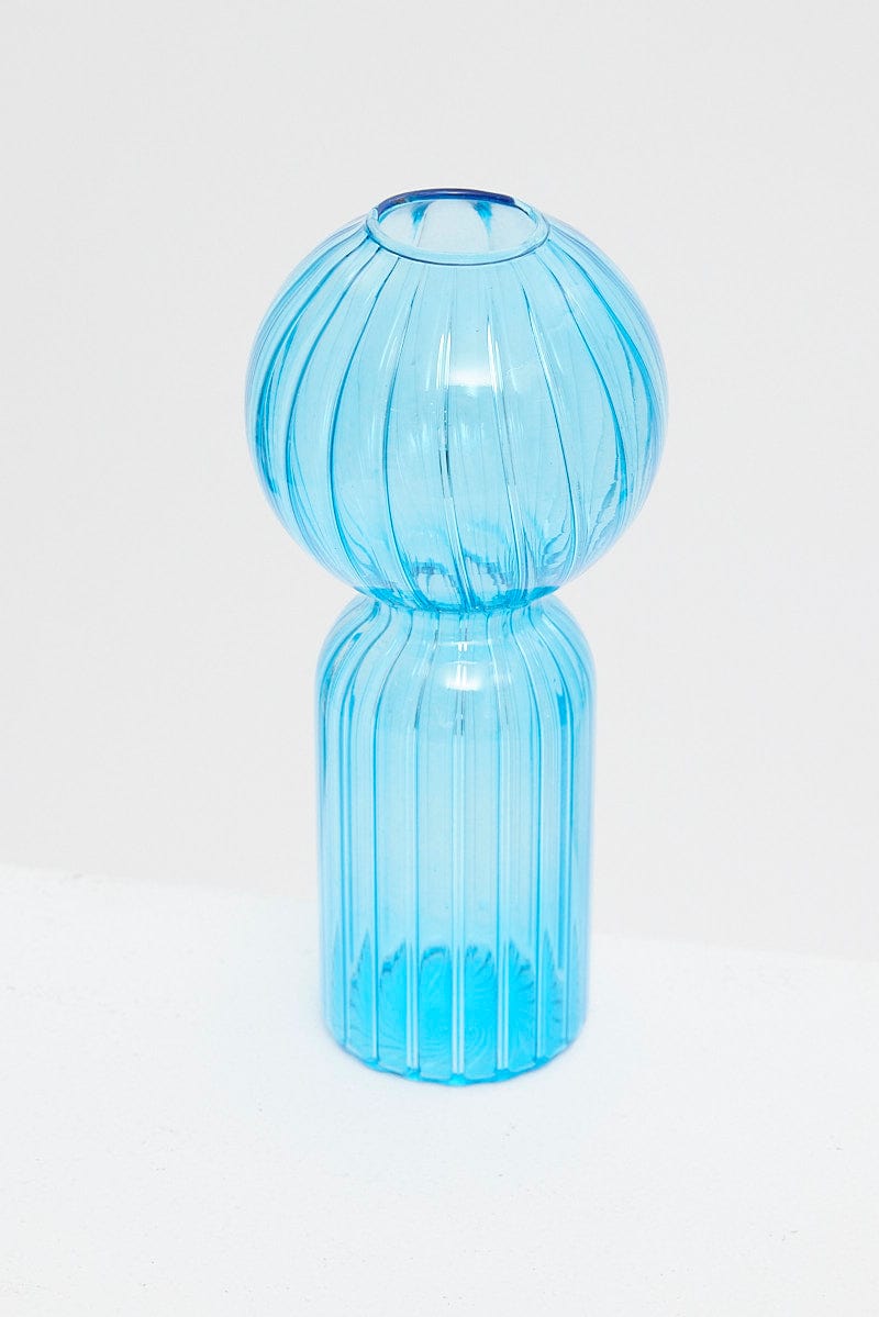 Blue Glass Candle Holder and Vase for Ally Fashion