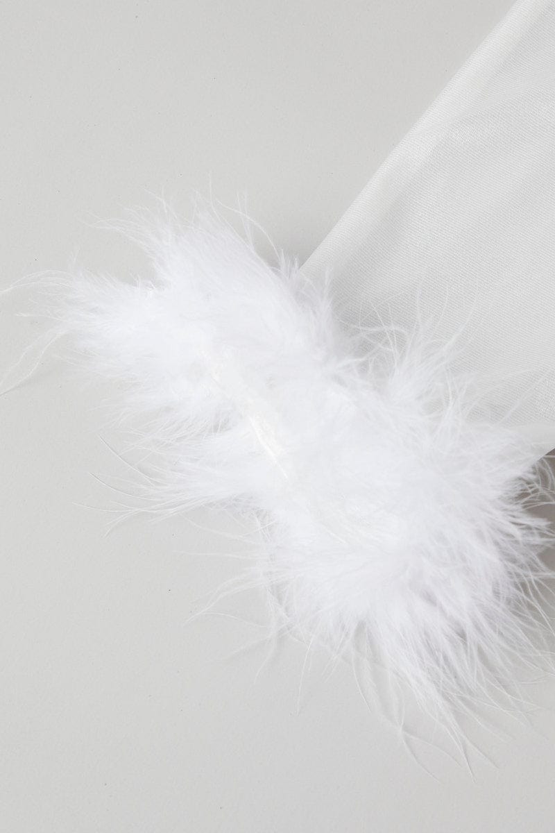 White Faux Fur Gloves Party for Ally Fashion