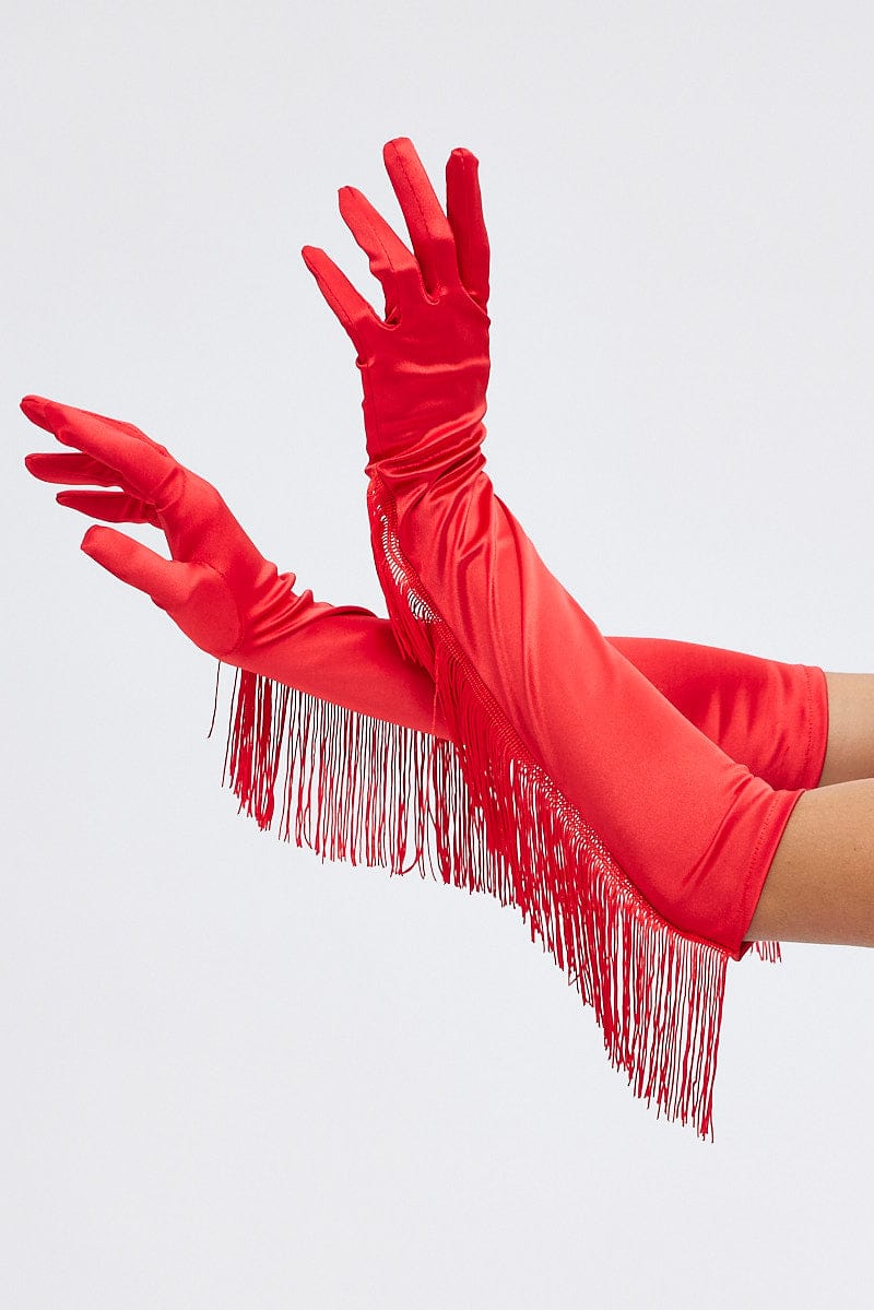 Red Tasseled Gloves for Ally Fashion