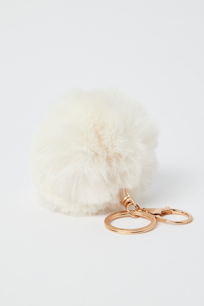 White Pom Pom Keyring for Ally Fashion