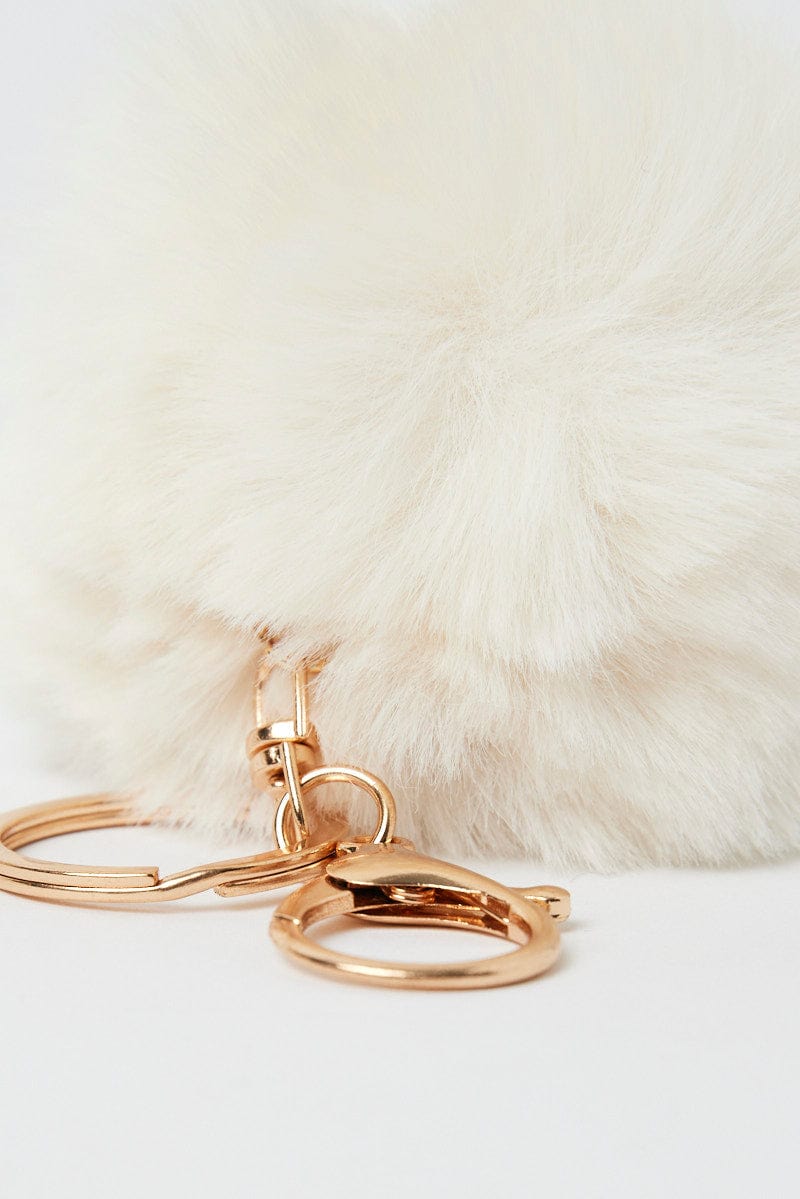 White Pom Pom Keyring for Ally Fashion