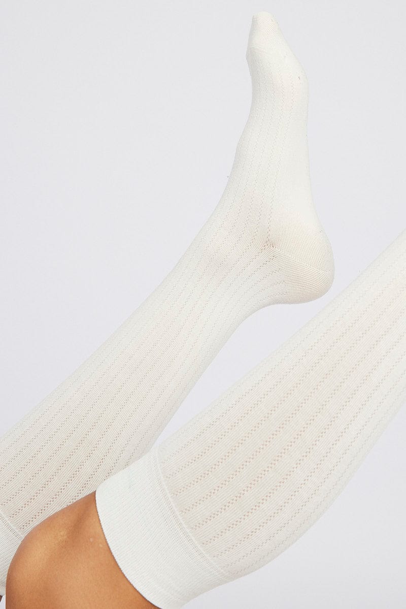 White Over The Calf Socks for Ally Fashion