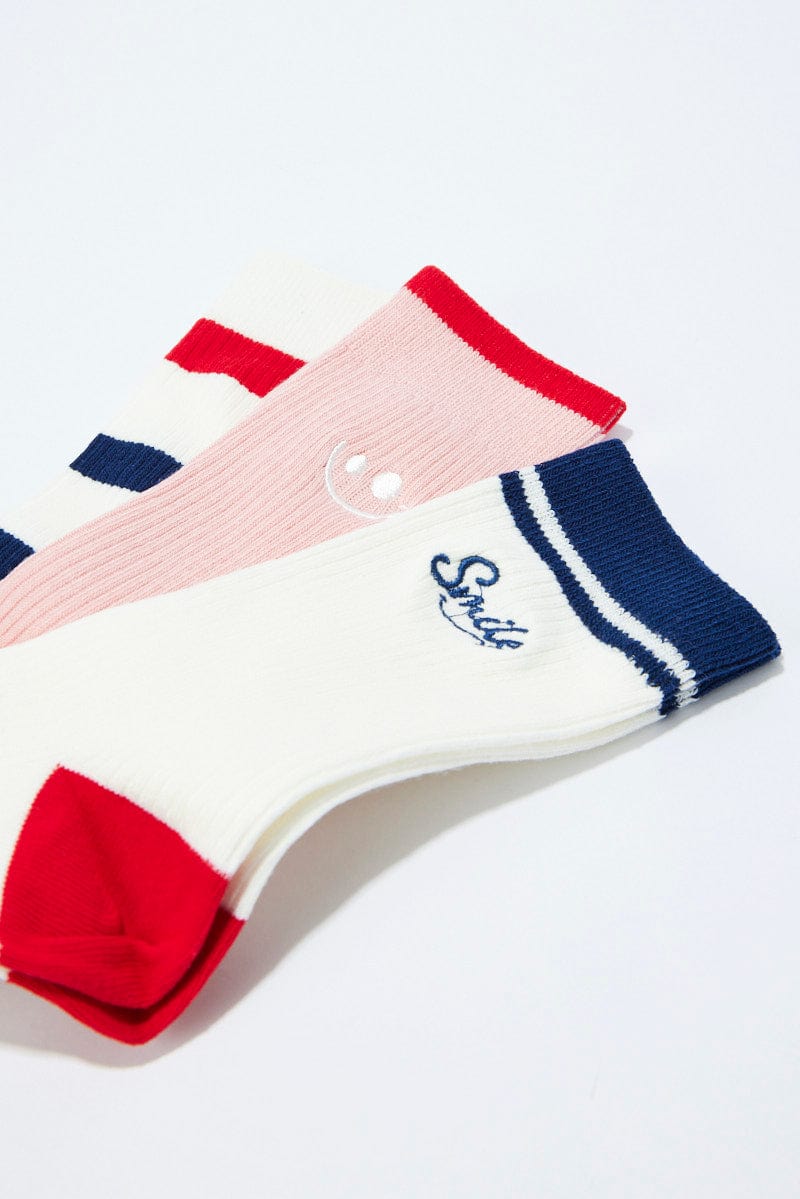 Multi 3 Pack Crew Socks for Ally Fashion