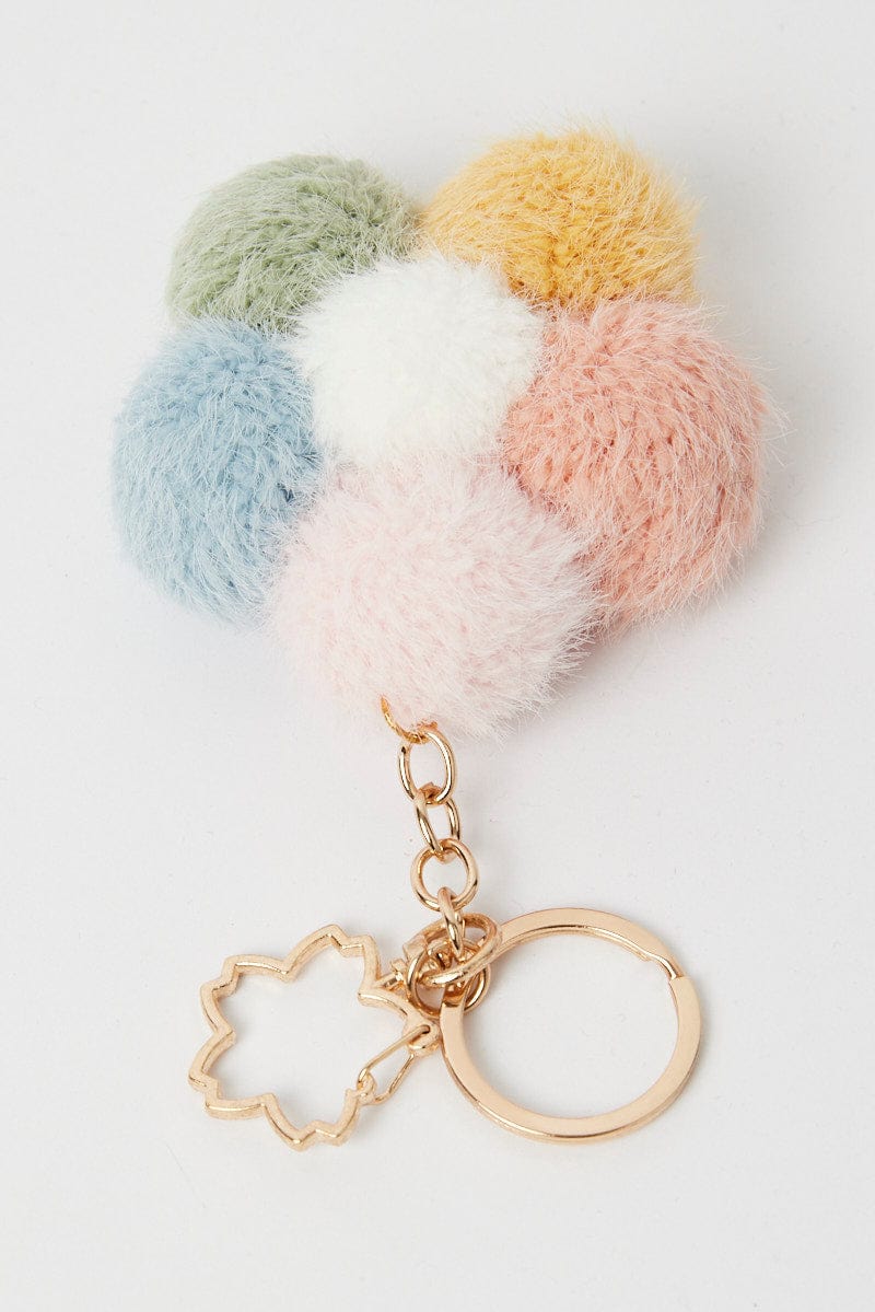 Multi Floral Pompom Keychain for Ally Fashion