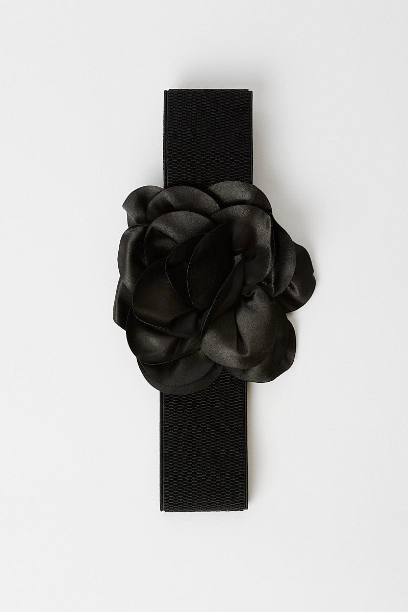 Black Floral Decor Belts for Ally Fashion