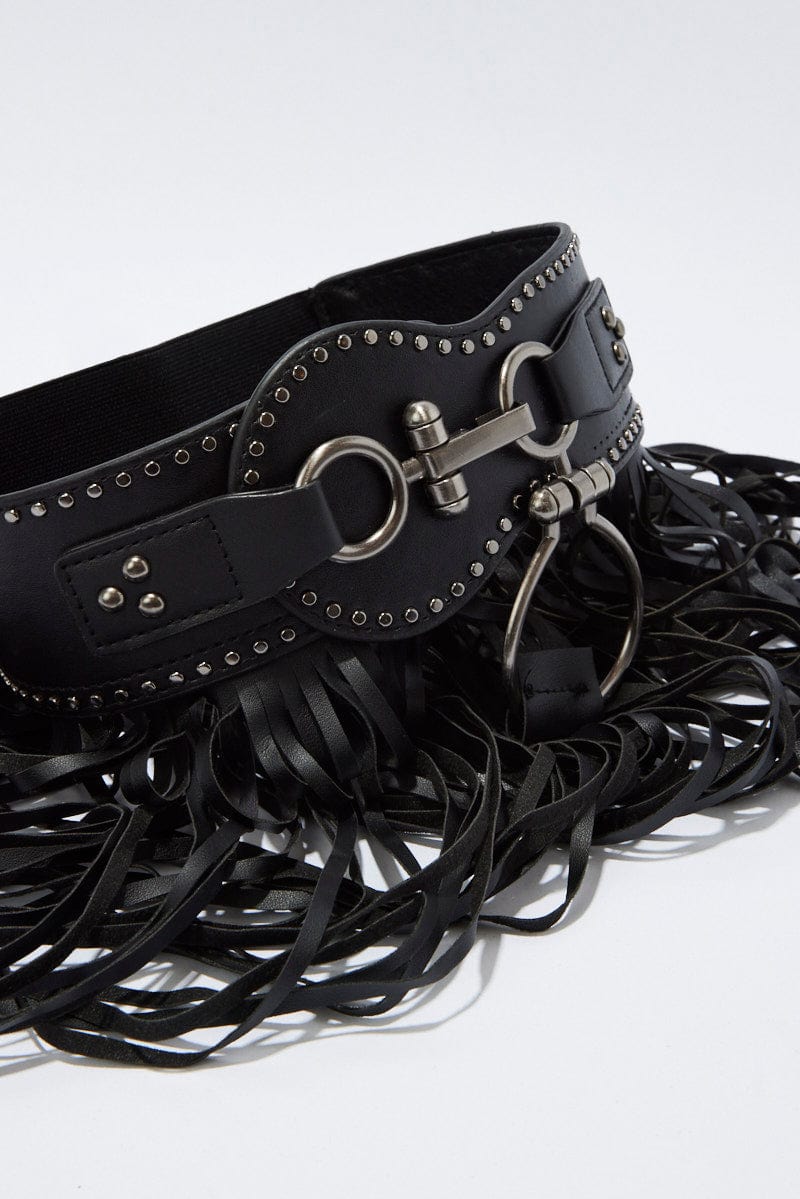 Black Fringe Trim Belt for Ally Fashion