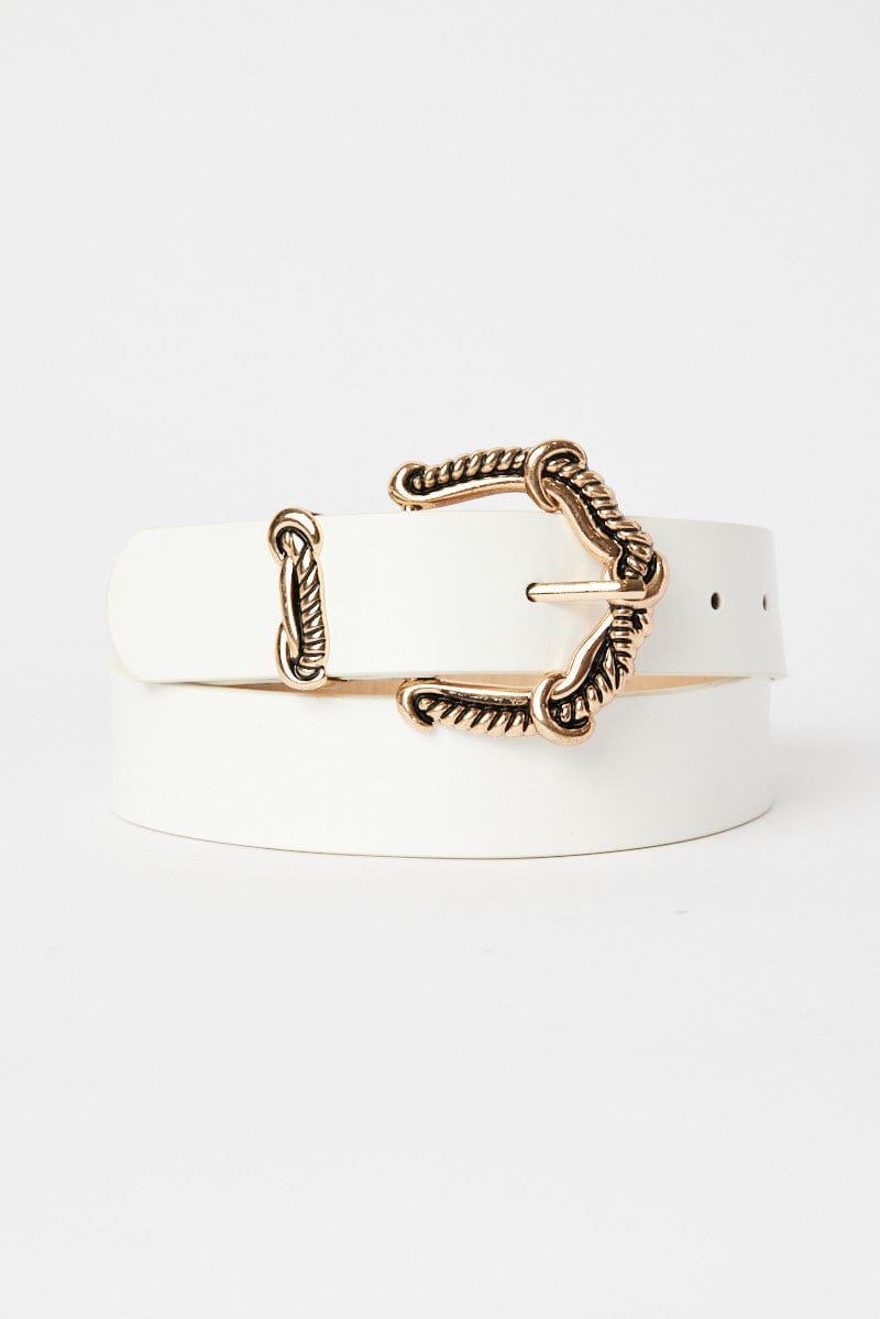 White Buckle Belt for Ally Fashion