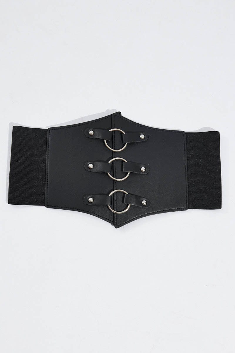 Black Ring Detail Corset Belt for Ally Fashion