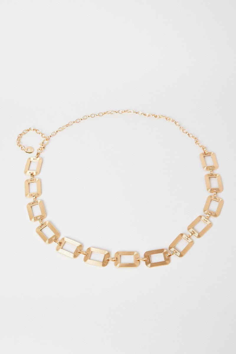 Gold Square Linked Chain Belt for Ally Fashion