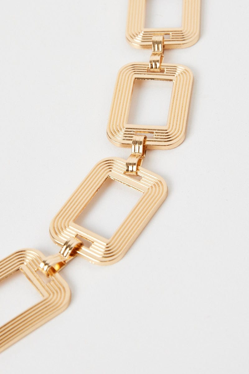 Gold Square Linked Chain Belt for Ally Fashion