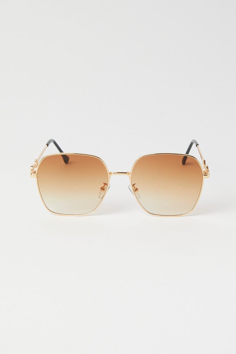 Brown Metal Frame Sunglasses for Ally Fashion