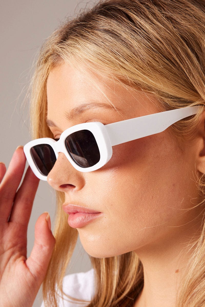 White Squared Sunglasses for Ally Fashion