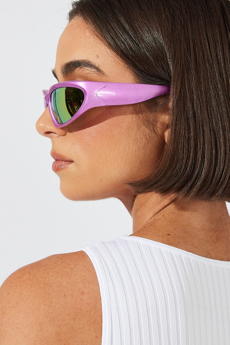 Pink Wrap Visor Sunglasses Ally Fashion