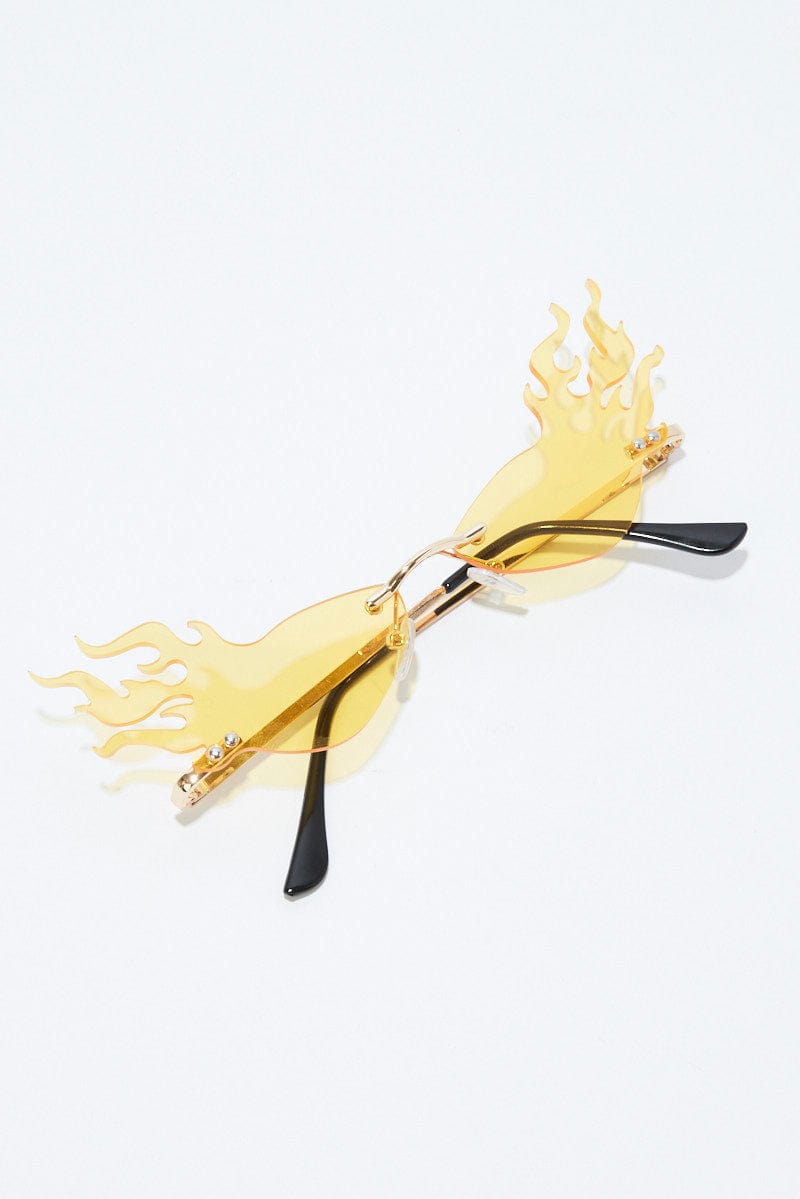 Yellow Flame Shaped Sunglasses for Ally Fashion