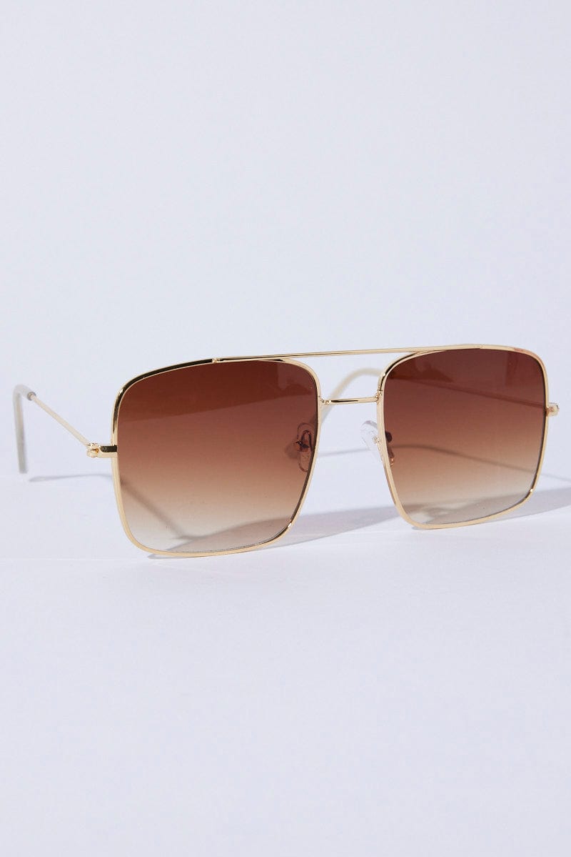 Brown Oversized Square Sunglasses for Ally Fashion